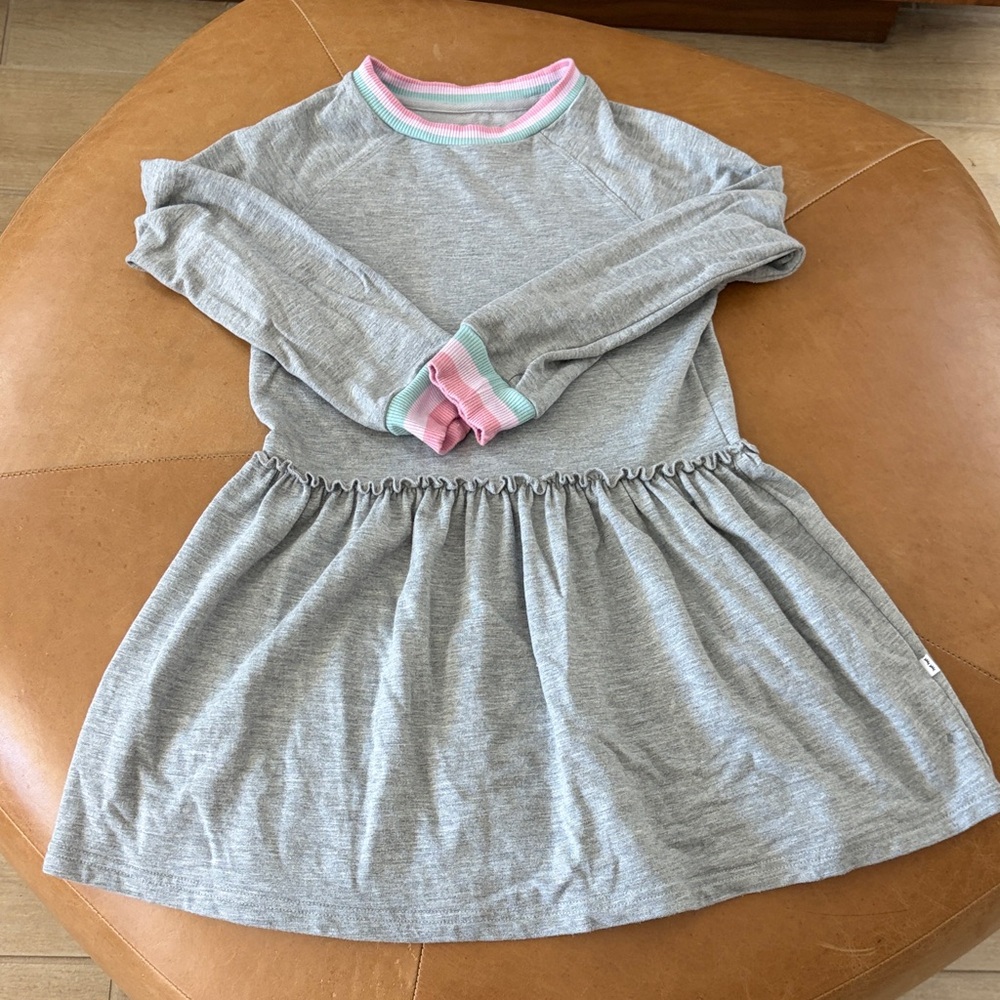 Little Sleepies Gray Long Sleeve Dress with Pink and Mint Accents